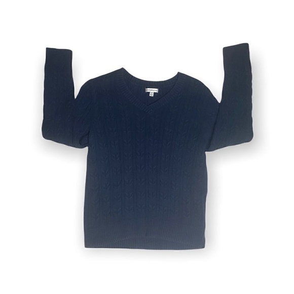 croft & barrow Sweaters - Croft & Barrow Sweater Womens Large Size L Navy V-Neck Knit Pullover Sweater